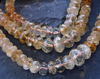 Natural Citrine Graduate Faceted Roundelle Beads Strand, 16 Inch Strand(G01135)