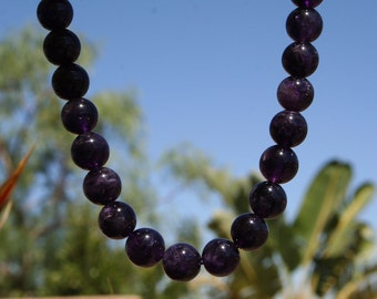 Natural Amethyst 12mm Round Beads, Full Strand J1406