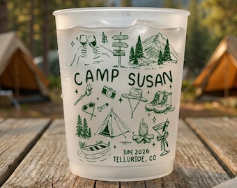 Camp Bachelorette Frosted Cup, Personalized Camp Bach Cup, Custom Bridal Shower Cup, Wedding Weekend Party Cups, Wedding Frosted Cups