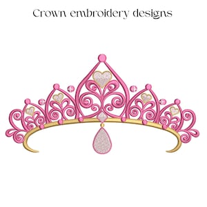 Princess Crown Embroidery Design – Beauty Pageant, Queen File (Digital Download)