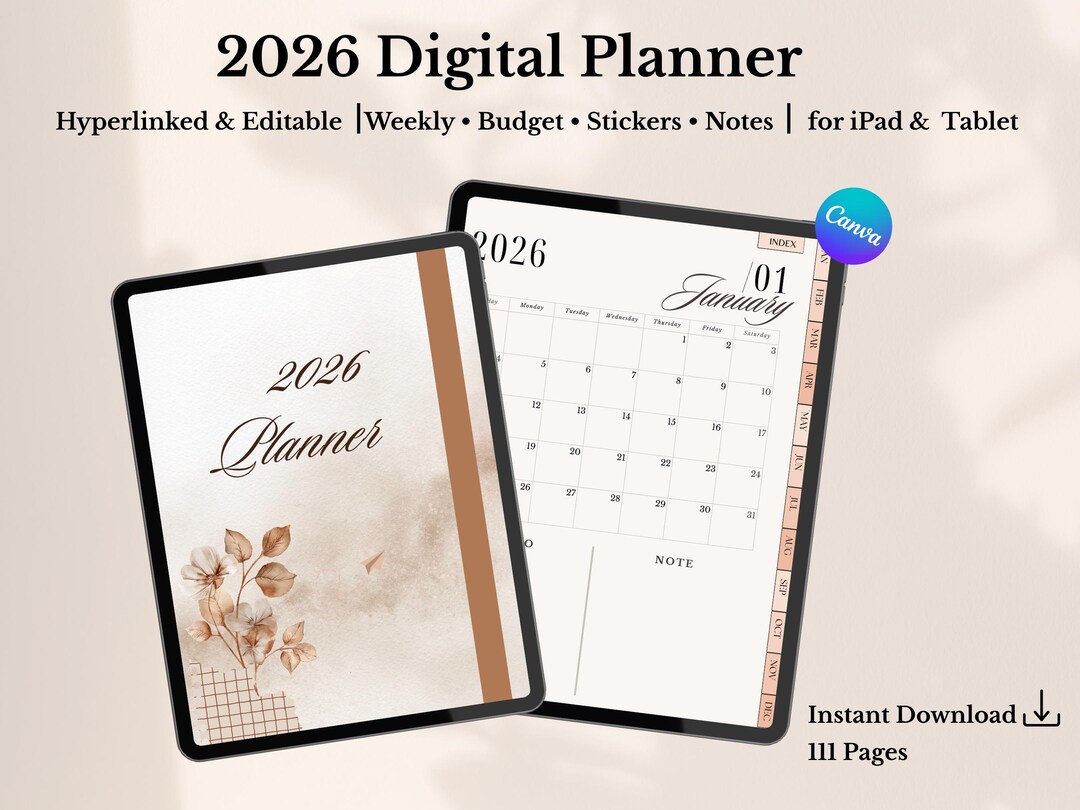 2026 Digital Planner | Hyperlinked iPad Planner for Goodnotes ...