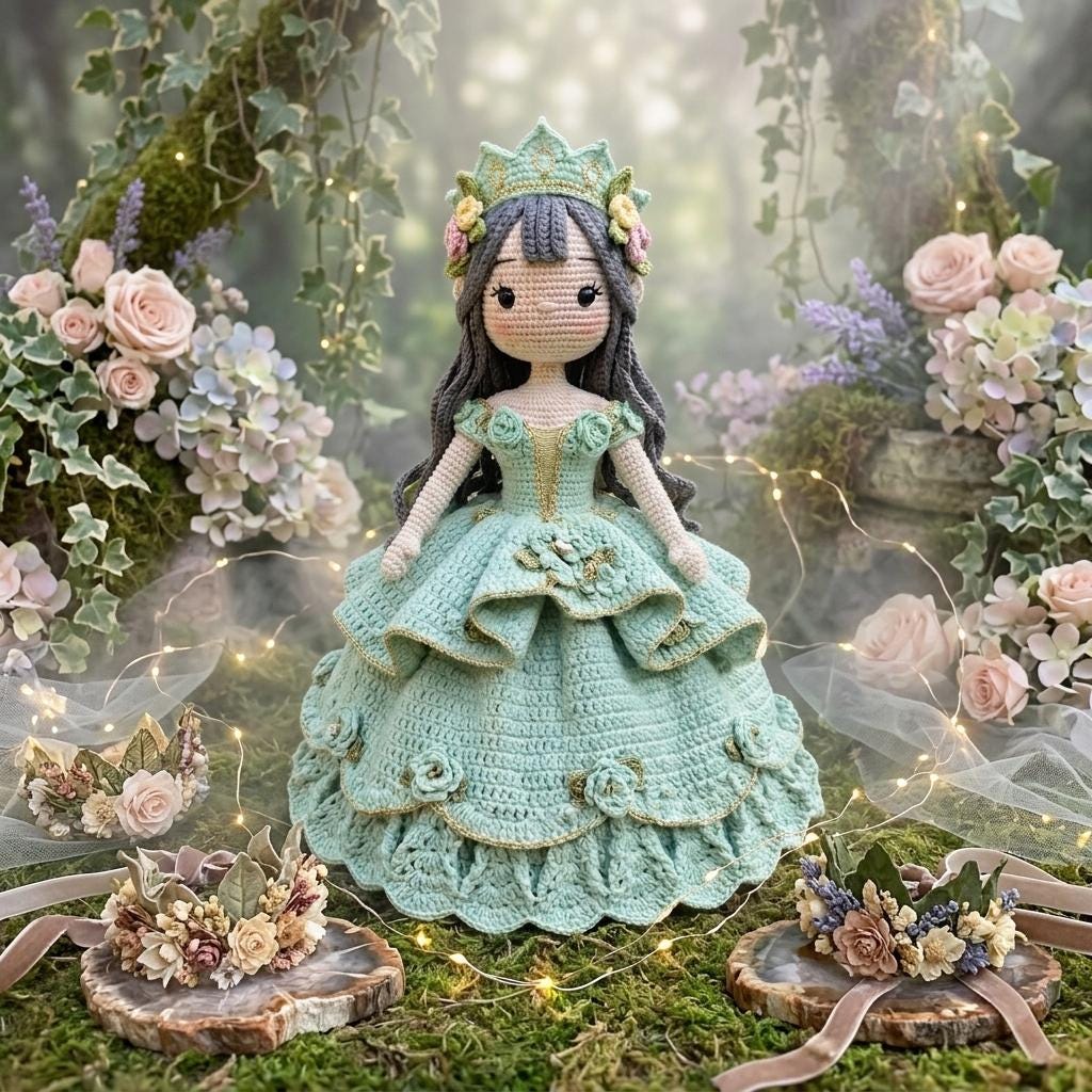 39 Crochet Green Patterns: Frogs, Avocados, Doilies, and Keychains 18 Amigurumi Princess Doll