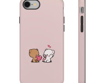 Funda para teléfono con una linda pareja de osos y un corazón / Fundas resistentes