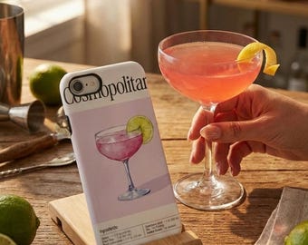 Cosmopolitan Cocktail iPhone Case | Pink Drink Phone Case, Aesthetic Cocktail Art, Girly Bar Vibes, Stylish iPhone Cover, Gift for Her