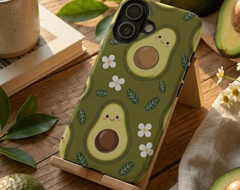 Capinha de celular fofa com estampa de abacate, capinha verde estética para iPhone, estampa kawaii de abacate, capinha inspirada na natureza, presente para amantes de abacate.