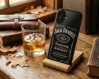 Vintage Whiskey Label Phone Case, Retro Black iPhone Case, Old School Bar Aesthetic, Masculine Phone Case, Gift for Him