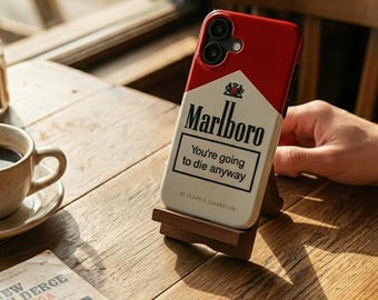 Vintage Cigarette Style iPhone Case | Retro Satirical Phone Case, Dark Humor Aesthetic Cover, Bold Statement Design