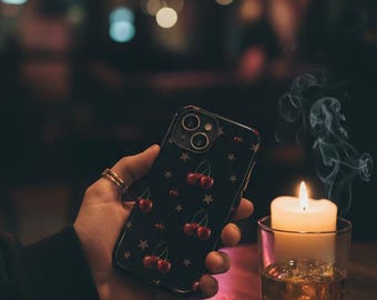 Funda para teléfono Y2K Cherry, diseño retro de estrellas coquetas