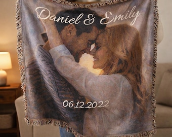 Manta personalizada con foto de pareja, manta con foto personalizada, regalo de aniversario para parejas, regalo de boda, manta de recuerdo romántico