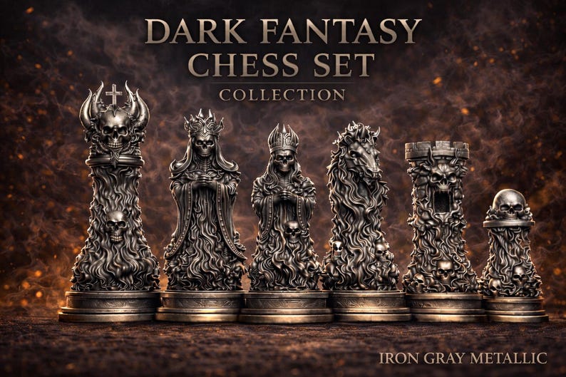 Death Rider Chess Set Dark Fantasy Chess Set - Skull Collection - Gothic Horror Masterpiece ...