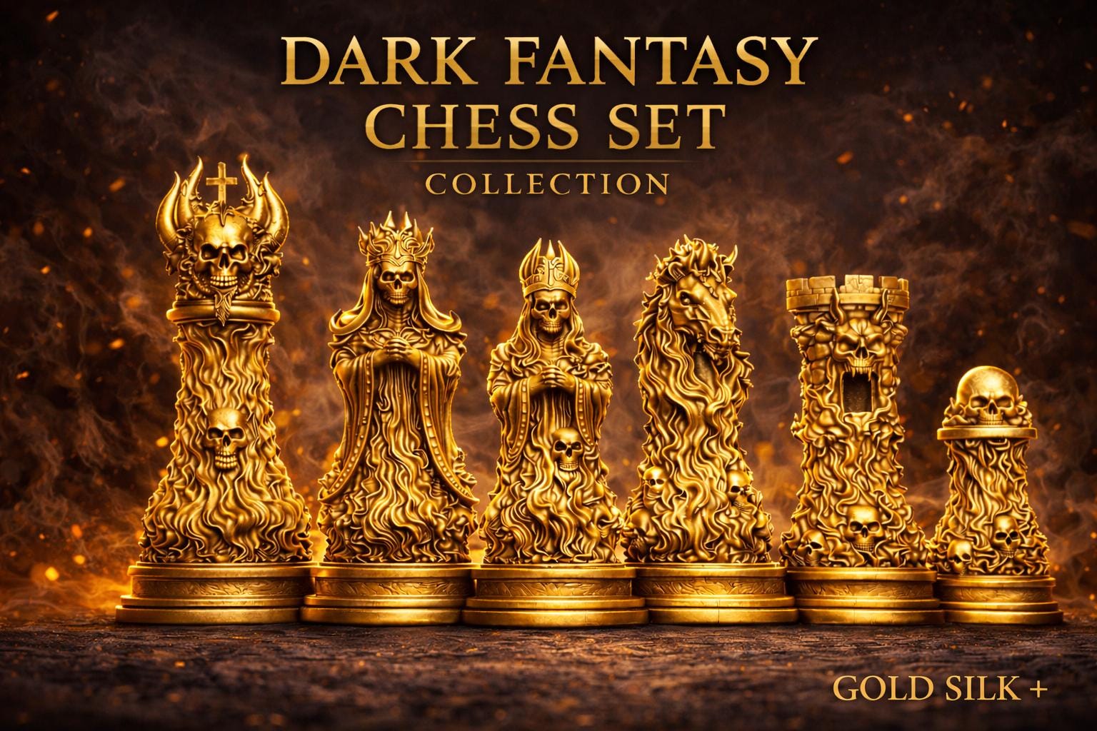 Death Rider Chess Set Dark Fantasy Chess Set - Skull Collection - Gothic Horror Masterpiece ...