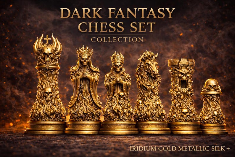 Death Rider Chess Set Dark Fantasy Chess Set - Skull Collection - Gothic Horror Masterpiece ...