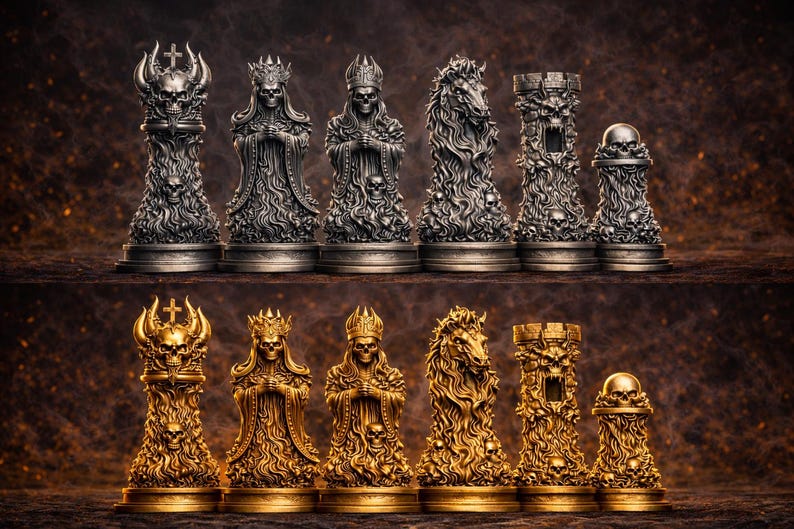 Death Rider Chess Set Dark Fantasy Chess Set - Skull Collection - Gothic Horror Masterpiece ...