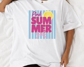 Pink Blue Summer Stripes Coquette Vibes PNG SVG, Sublimation, 2 Designs, Digital Download