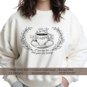 Clipart thé Régence, phrases de Style victorien PNG SVG PDF (téléchargement numérique)