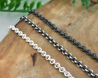 Solid Sterling Silver 2.8mm Cable Chain Necklace // Silver, Antique or Dark Patina Finish, Perfect Jewelry for Her and Him