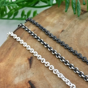 Solid Sterling Silver 2.8mm Cable Chain Necklace // Silver, Antique or Dark Patina Finish, Perfect Jewelry for Her and Him