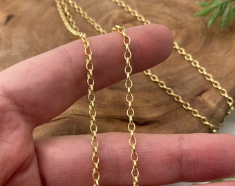 14k Gold Filled Oval Rolo Chain - Medium Weight, Yellow Gold Necklace - 14, 16, 18, 20, 24, 28, 30 inch lengths