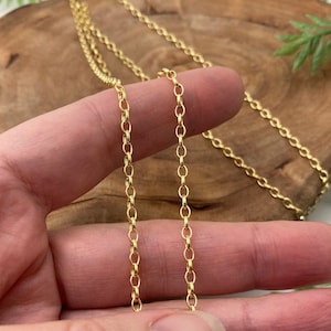14k Gold Filled Oval Rolo Chain - Medium Weight, Yellow Gold Necklace - 14, 16, 18, 20, 24, 28, 30 inch lengths