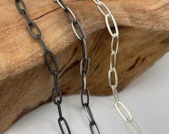 Paperclip Solid Sterling Chain 3.2mm  - Silver, Antique or Dark Oxidized Patina Finish - 16, 18, 20, 24, 28, 30 inch lengths