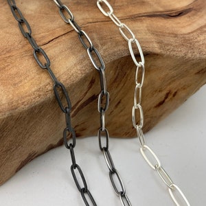 Paperclip Solid Sterling Chain 3.2mm  - Silver, Antique or Dark Oxidized Patina Finish - 16, 18, 20, 24, 28, 30 inch lengths