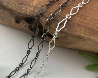 Keyhole Pattern Long & Short Delicate Chain Bracelet or Necklace / Rustic/Antique or Silver Finish - 14, 16, 18, 20 inch Custom lengths