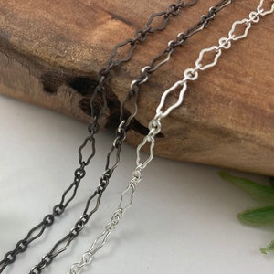 Keyhole Pattern Long & Short Delicate Chain Bracelet or Necklace / Rustic/Antique or Silver Finish 14, 16, 18, 20 inch Custom lengths image 1