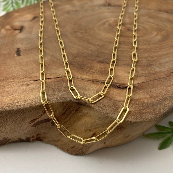 14k Gold Filled Paperclip Chain, Necklace or Bracelet,  3.1mm Oval Cable Chain  - 14, 16, 18, 20, 24, 28, 30 inch lengths