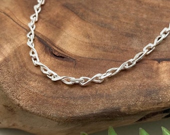 Infinity Link Sterling Silver Chain 2.5mm // Silver or Oxidized Antiqued Finish, Custom Length, Necklace, Bracelet or Anklet