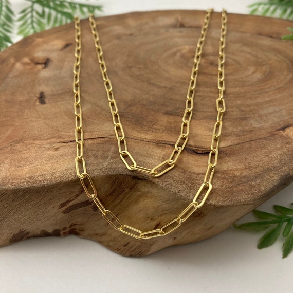14k Gold Filled Paperclip Chain: 3.1mm Necklace or Bracelet
