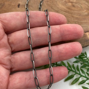Oxidized Solid Sterling Silver Paperclip chain Necklace
