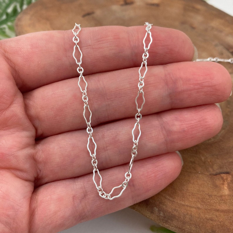 Keyhole Pattern Long & Short Delicate Chain Bracelet or Necklace / Rustic/Antique or Silver Finish 14, 16, 18, 20 inch Custom lengths Silver