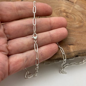 .925 Solid Sterling Silver Paperclip chain Necklace Clasp