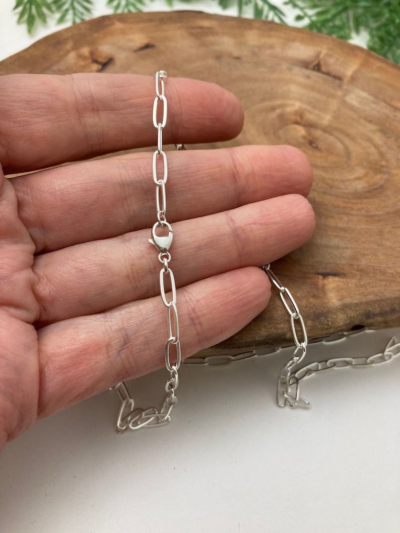 .925 Solid Sterling Silver Paperclip chain Necklace Clasp