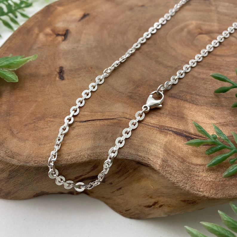 NEW Flat Oval Cable Chain Solid Sterling Silver // Silver or Antique Oxidized Patina Finish / Unisex Men & Women Bracelet or Necklace image 6