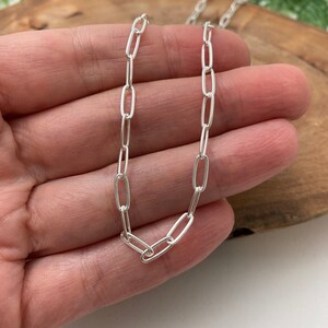 Solid Sterling Silver Paperclip chain Necklace