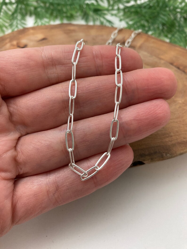 Solid Sterling Silver Paperclip chain Necklace