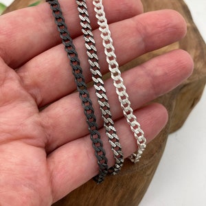 Beveled Curb Chain in Solid Sterling Silver Silver, Antique or Dark Oxidized Finish Bracelet or Necklace Custom Lengths image 8