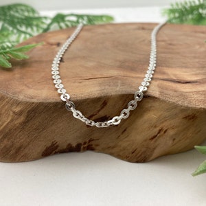 NEW Flat Oval Cable Chain Solid Sterling Silver // Silver or Antique Oxidized Patina Finish / Unisex Men & Women Bracelet or Necklace image 8