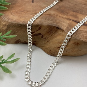 Beveled Curb Chain in Solid Sterling Silver Silver, Antique or Dark Oxidized Finish Bracelet or Necklace Custom Lengths image 2