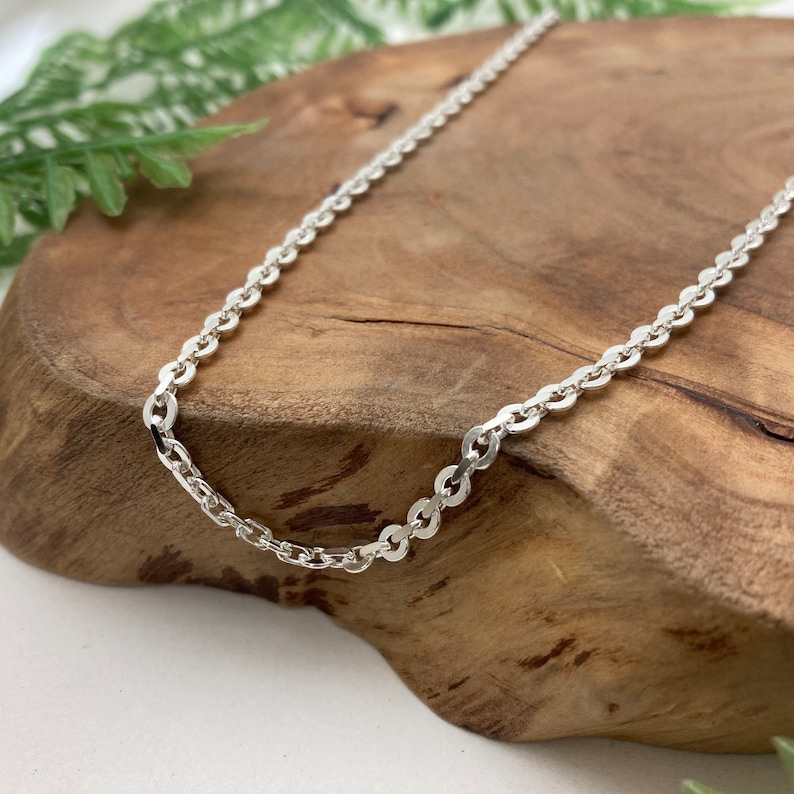 NEW Flat Oval Cable Chain Solid Sterling Silver // Silver or Antique Oxidized Patina Finish / Unisex Men & Women Bracelet or Necklace image 7