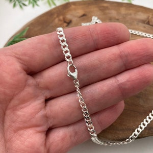 Beveled Curb Chain in Solid Sterling Silver Silver, Antique or Dark Oxidized Finish Bracelet or Necklace Custom Lengths image 7