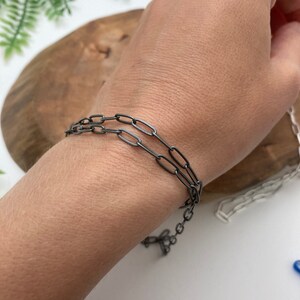 Solid Sterling Silver Paperclip chain Bracelet