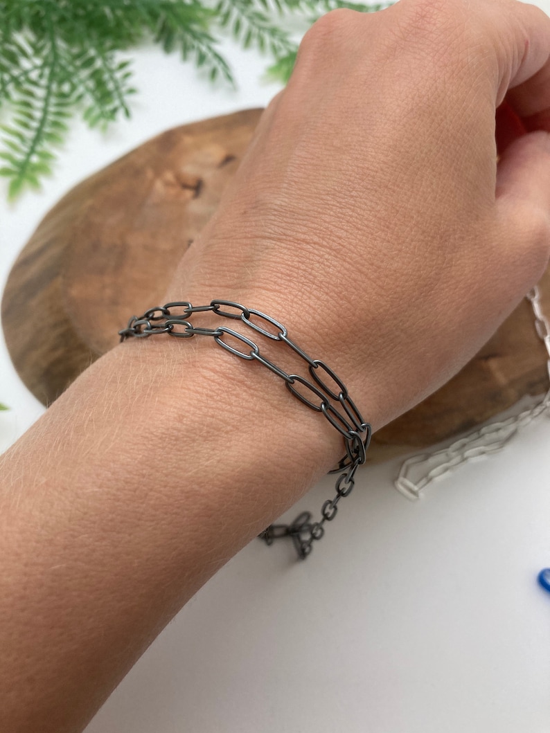 Solid Sterling Silver Paperclip chain Bracelet