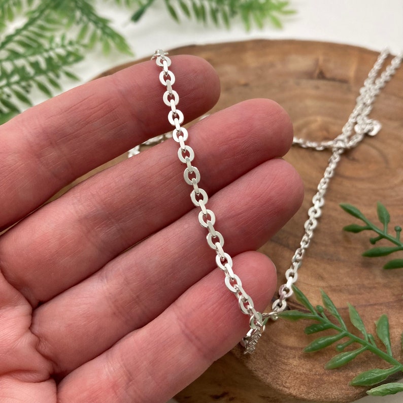NEW Flat Oval Cable Chain Solid Sterling Silver // Silver or Antique Oxidized Patina Finish / Unisex Men & Women Bracelet or Necklace image 5