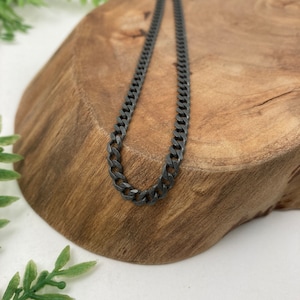 Beveled Curb Chain in Solid Sterling Silver Silver, Antique or Dark Oxidized Finish Bracelet or Necklace Custom Lengths Dark