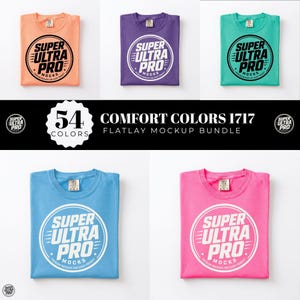 54x Comfort Colors CC1717 Tshirt Flat Lay Mockup Bundle | Folded Flatlay Minimal Simple Basic Background | Volume 2