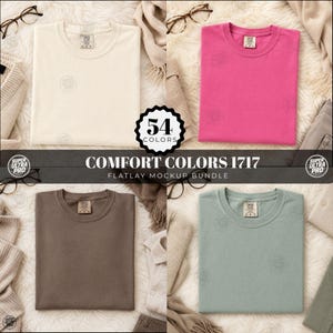 Pacchetto di 54 mockup pieghevoli Comfort Colors 1717: mockup pieghevoli di tendenza CC1717. Realistici C1717
