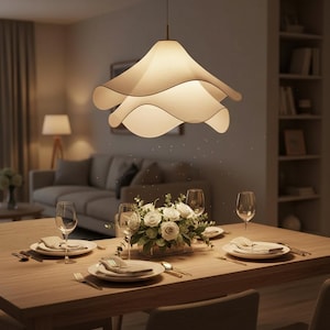 Nordycka minimalistyczna lampa wisząca LED – biały żyrandol z motywem kwiatowym do salonu, sypialni i restauracji