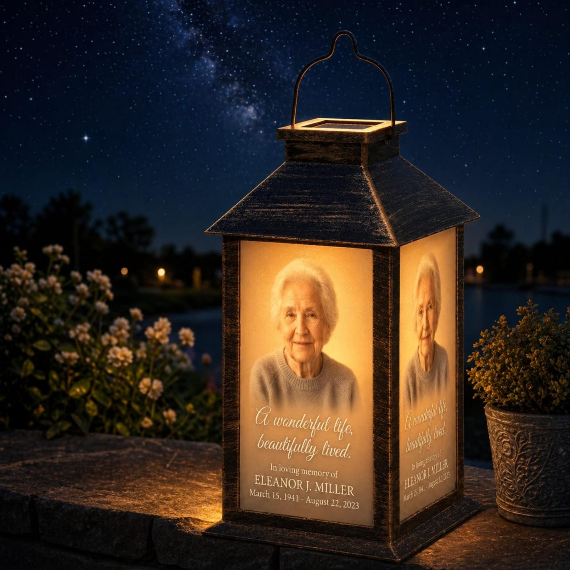 Custom Memorial Lantern With Photo, Personalized Sympathy Gift